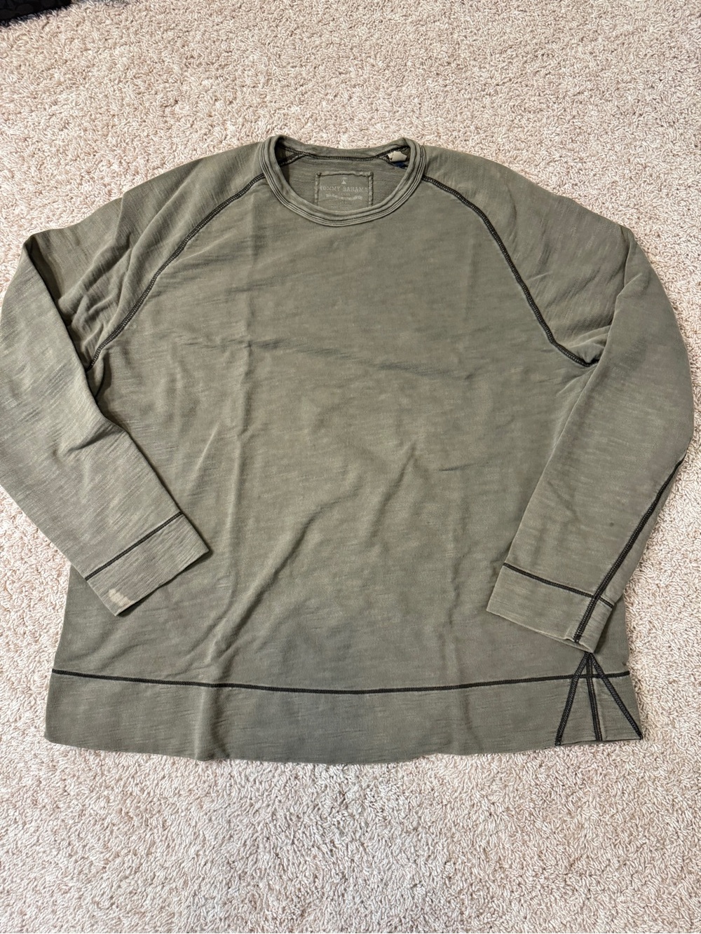 TOMMY BAHAMA MENS LONG SLEEVE SHIRT SLUB LIMINAL CREW NECK GREEN Size XXL